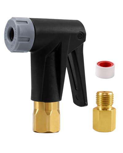 GODESON Bicycle Air Chuck – Dual-Valve (Presta & Schrader) with 1/4" G F-NPT, Lock On Presta Valve Chuck for Pumps & Compressors, Includes 1/4 G to 1/4 NPT Adapter & Teflon Tape, 130 PSI Max Pressure