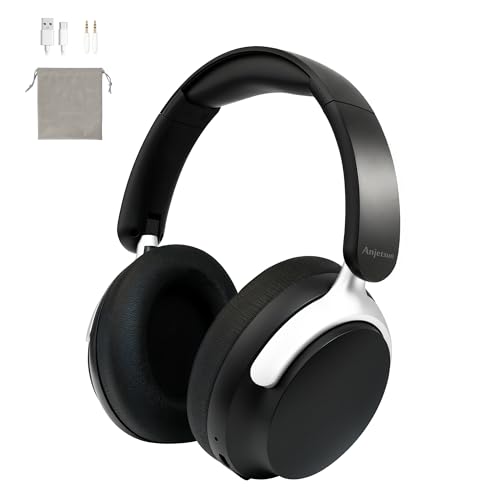 Anjetsun Wireless Headphones Over Ear with ANC, 80H Playtime, Fast Charge, Active Noise Cancelling &...
