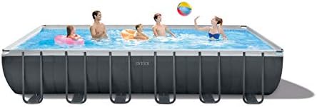 INTEX 26367EH Ultra XTR Deluxe Rectangular Above Ground Swimming Pool Set: 24ft x 12ft x 52in – Includes 2100 GPH Sand Filter Pump – Saltwater System – SuperTough Puncture Resistant – Rust Resistant