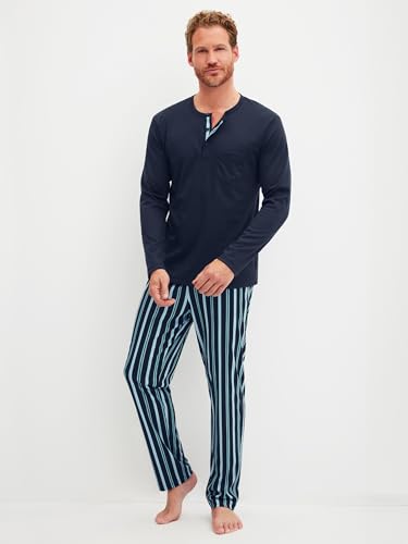 Image of Calida Men's Short Pyjama Set - 100% Cotton Sleepwear Shorts & Top, breathable men's pajamas, relax choice