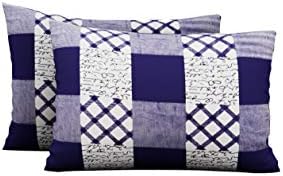Urban Magic® 104 TC Pure Cotton 2 Piece Pillow Covers (Pack of 2, 44 cm*66 cm_Light Blue)