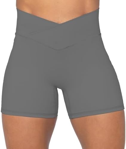 Sunzel Crossover Biker Shorts for Women, No Front Seam V High Wai...