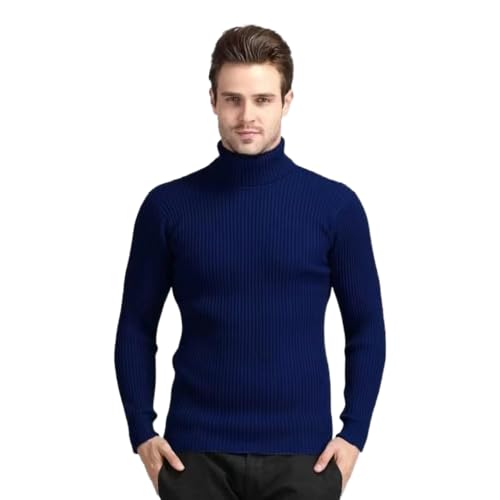 Suéter de punto para hombre de cuello alto suave contra el frío invernal