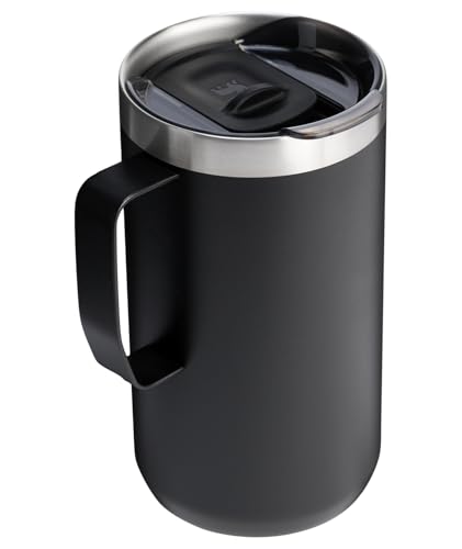 Image of STANLEY Everyday Camp Mug 24oz | Drink Through Lid | Cup for Coffee, Tea and Drinks | Insulated Stainless Steel Coffee Mug | BPA-Free | Black 2.0