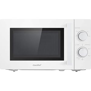 Comfee CMSN 20 wh Mikrowelle / Solo-Mikrowelle mit 5 Leistungsstufen/ Innenbeleuchtung/ easy Defrost/360°Drehteller / Zwei Drehregler/20L/700W/ Weiß, Mechanisch