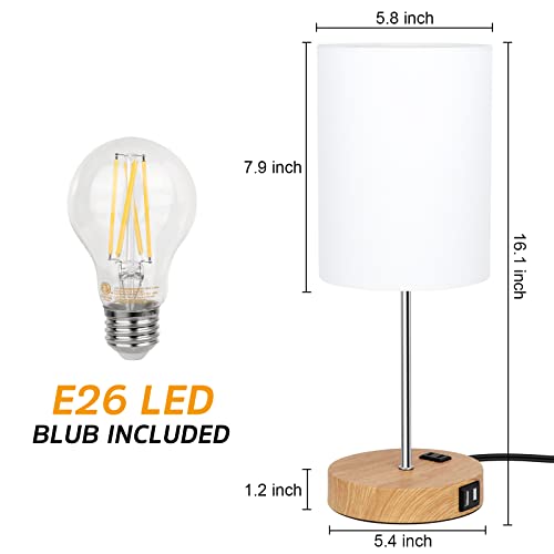 Memoree Set Of 2 Touch Control 3-Level Dimmable Bedside Lamps With 2 Usb Charging Ports,Modern Touch Nightstand Table Lamps For Bedrooms Bedside Table Living Room Side End Table(Led Bulb Included) #TOP5