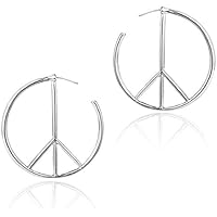 JinYu - Pendientes de aro con símbolo de la paz, diseño