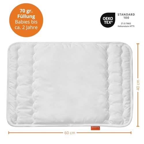 sleepling-194477-Baby-Babybetten-Set-medium-Ganzjahresbettdecke-Bettdecke-100-x-135-cm-und-Flachkissen-Kopfkissen-40-x-60-cm-Made-in-EU-Okotex-100-waschbar-60-Grad