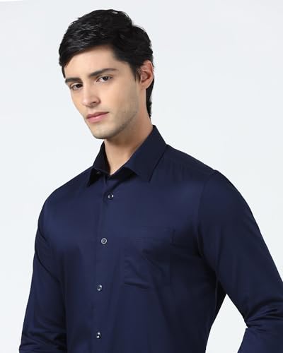 Image of Blackberrys Men's Cotton Solid Slim-Fit Formal Shirts