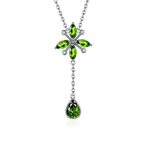 Collier femme S925 incrusté diopside cristal naturel feuille d'érable ras du cou