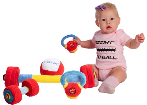 Image of WOD Toys® Baby Fitness Plush Set with Rattles & Sensory Sounds - Safe, Durable Fitness Toys for Newborns, Infants and Babies 0+
