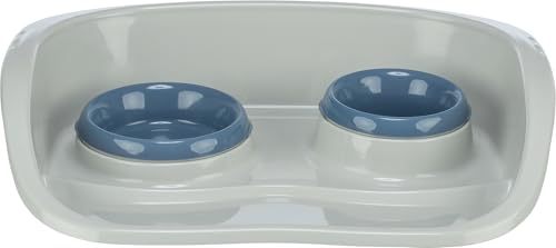 TRIXIE 24721 Napf-Set, Kunststoff, 0,25 l/ø 9 cm & 0,3 l/ø 11 cm/46 × 11 × 30 cm, grau/Näpfe: