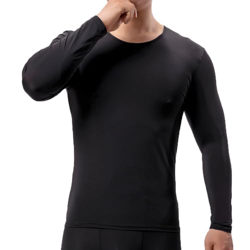 Men's Sheer Undershirt Underwear Long Sleeve T-Shirt Sleepwear Slim Fit Elastic Tops Shirts3