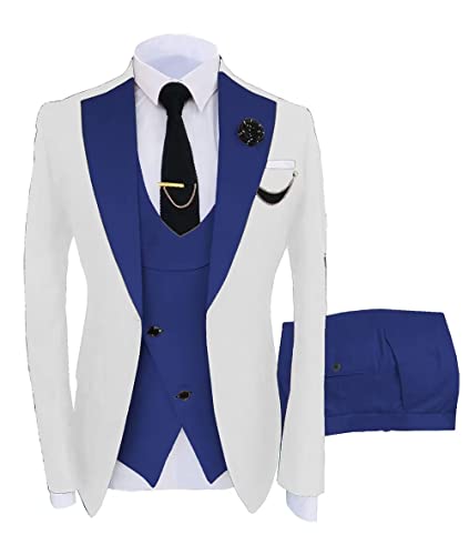 Men's 3 Pieces Suit Elegant One Button Slim Fit Jacket Tuxedo Suit Single Breasted Party Blazer Vest Pants Set3