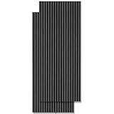 Charcoal Wood Slatted Acoustic Panels for Wall & Ceiling – Sound Control Boards, 2-Pack, 94' x 24'