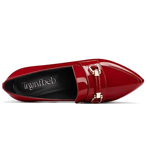 TNYNFBEB Womens Chunky Block High Heel Close Pointed Toe Pumps Slip-on Metal Chain Prom Basic Classic 3.9 Inches Heels4