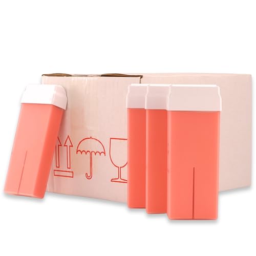 Haus-Held® Cera de rosas para pieles sensibles – 24 unidades – 100 ml – Cera depilatoria – Cera caliente para depilación – Unidad de rodillo universal para calentador de cera