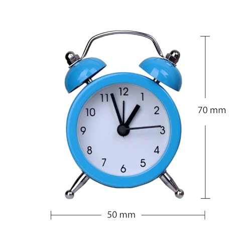 Image of Vintage Inspired Mini Table Alarm Clock, Old Retro Style Digital Alarm Clock, Small Table Clock for Home, Kitchen, Office and Decor (Blue)