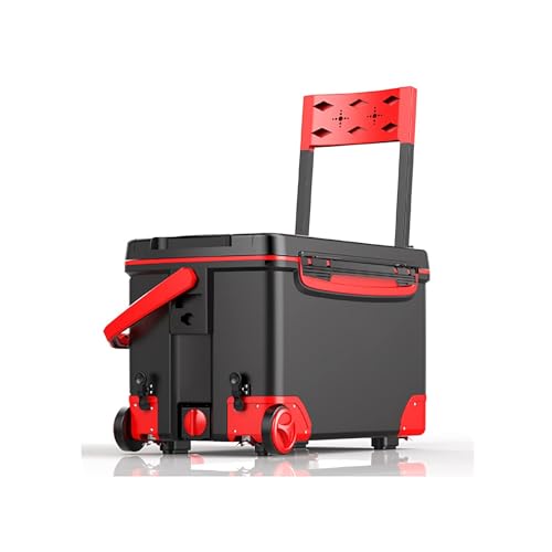 Tiuheyo 38L Fishing Seat & Tackle Box, Fishing Box with Wheels, Portable Multi-function Fishing Bucket with Foldable Backrest