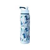 Simple Modern Summit Water Bottle with Straw Lid | Disney Stitch 30oz Leak Proof Stainless Steel Insulated Cup | Gifts for Her Him | Tropical Stitch