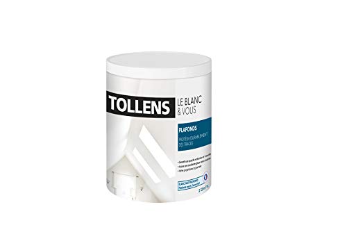 TOLLENS - Peinture Plafond Blanc - Toutes pièces - Limite les Traces de Rouleau - Monocouche - Blanc Mat 1L = 60m2 Cover