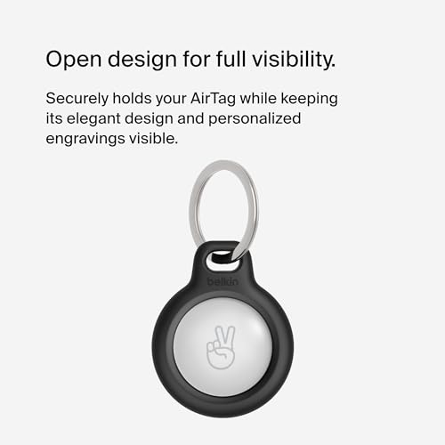 Belkin Suporte seguro para Apple AirTag com chaveiro – capa durável resistente a arranhões com rosto