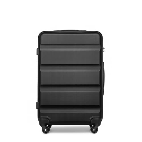 KONO Hartschalenkoffer Mittelgroß Trolley Koffer L Grösse Leichter Rollkoffer Reisekoffer mit Rollen und TSA Schloss, 66x45x26cm, 63Liter (Schwarz)