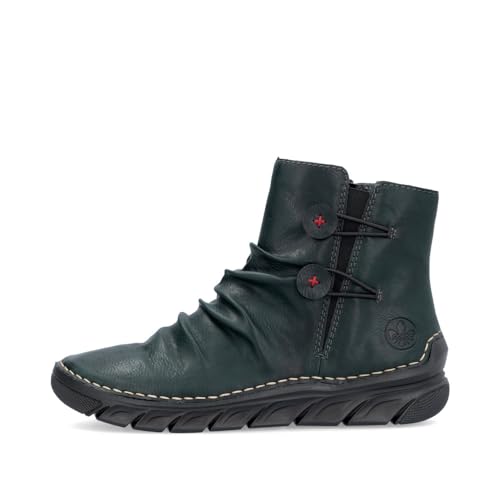 Rieker Damen Klassische Stiefeletten 55052, Frauen Stiefeletten,reißverschluss,gerafft,Boots,Stiefel,Bootee,Booties,grün (54),38 EU / 5 UK
