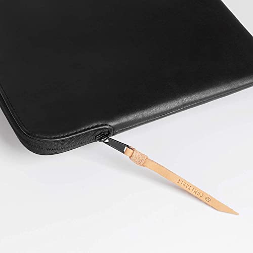 Image of Comfyable Slim Laptop Sleeve Compatible with 13 Inch MacBook Pro 2022-2018 (M2 A2338 M1 A2251 A2289) & MacBook Air M4 2025 A3240 M3 2024 A3113 M2 M1, PU Leather Bag Waterproof Cover Case, Black