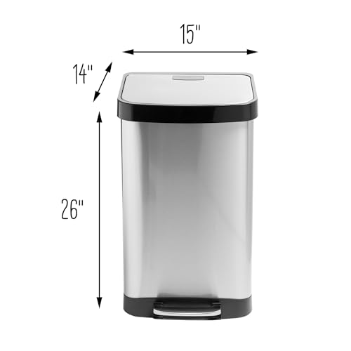 Caneca de Basura Cuadrada 50L Acero Inoxidable Plata miniatura 5