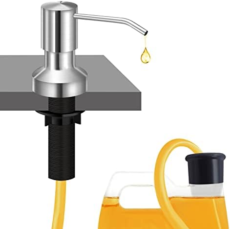 Sink Soap Dispenser for Kitchen Sink, Countertop Built in Sink Soap Dispenser with 47”Extension Tube kit, No Need to Fill The Little Bottle Again ( Brushed Nickel )