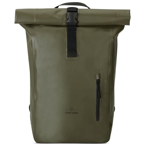 Johnny Urban Rucksack Wasserdicht Damen & Herren Grün - Conor - Wasserdichter Rolltop Fahrradrucksack - Wasserfester Roll Top Backpack für Uni Fahrrad Büro - Mit Laptop Fach