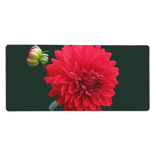 Tapis de souris grand format antidérapant Dahlia Rouge en caoutchouc