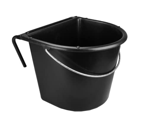 Cubo de hípica 15 L con gancho de alta resistencia negro 2