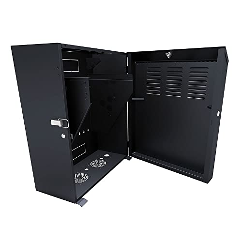 Image of NavePoint 8U Vertical Server Rack Enclosure, Low Profile, 19.6 inch Deep, Max Weight Capacity 132lbs - 8U Network Cabinet Vertical Wall Mount, Perforated, Black