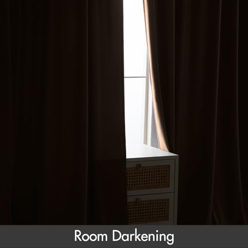 Image of MIULEE Blush Beige Blackout Velvet Curtains Drapes 108 Inch Long 52 inchx108 inch