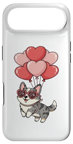 Valentines Day Heart Balloons Blue Merle Cardigan Corgi Dog �X�}�z�P�[�X iPhone Air �p