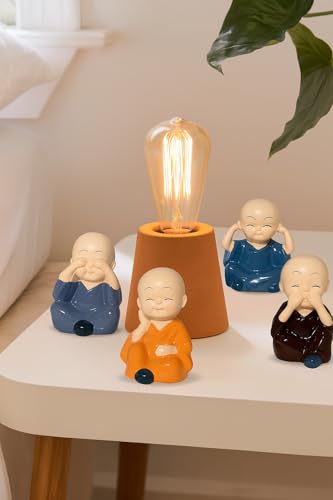 Xtore Little Baby Monk with Cute Pose for Decoration (Pack of 4, Multi-Coloured)