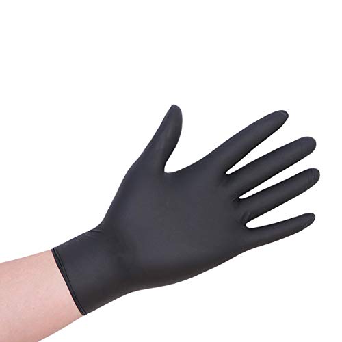 手套 Disposable Protective Gloves Black Thick Non-slip Wear-resistant Nitrile Gloves Touch Screen Anti-tearing Latex Rubber Gloves 100pcs (Size : S)