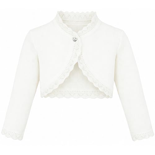 Lilax Little Girls' Knit Long Sleeve Button Closure Bolero Cardigan Shrug