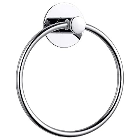 Hoomtaook Towel Holder Towel Ring Nail Free, Stainless Steel, Bathroom Accessories No Damage Adhesive Wall Mouted, Rustproof, Chrome Plated Cover