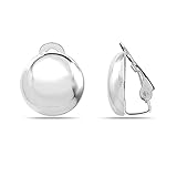 LeCalla 925 Sterling Silver Round Disc Clip On Earrings Non-Pierced Clip-On Stud Earring for Women