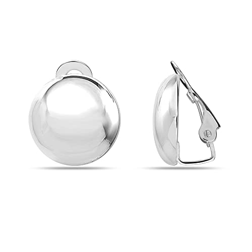 LeCalla 925 Sterling Silver Small Medium Clip On Earrings Non-Pierced Clip-On Stud Earring for Teen Women