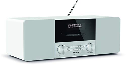 TechniSat DIGITRADIO 4 - Stereo DAB Radio (DAB+, UKW, Bluetooth-Audiostreaming (Empfang), Kopfhöreranschluss, AUX-Eingang, Radiowecker, OLED Display, 20 Watt RMS, Elac Lautsprecher) weiß