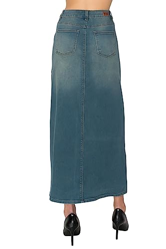 Fashion2Love Women's Juniors/Plus Size Stretch Denim Straight Long Skirt3