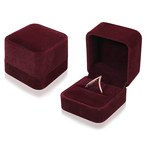Yorgewd 2 PCS Boîte à Bijoux en Velours, Boîte à Bagues, Boîte à Boucles d'oreilles, Boîte de Rangement pour Bijoux Pendentif pour Mariage, Fiançailles et Saint-Valentin