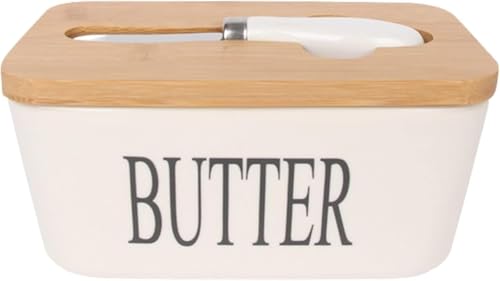 Brfveob バターカッター 覆われたバターケース バター収納ボックス 冷蔵庫でそのまま保存 クリア バターカッティングケース エコ素材 サステナブル バターナイフ付き バター収納 バター貯蔵 食品容器 保存容器 バター コンテナ 食器を焼く (ホワイト