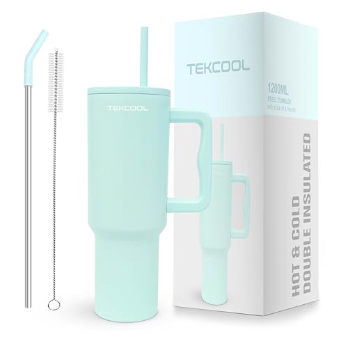 Image of Tumbler with lid and Straw 1200ML Cup Stainless Steel Hot and Cold with Handle and Lid 2 Straw Vacuum Insulated Tumbler for Water, Iced Tea or Coffee Office Gym Travelling