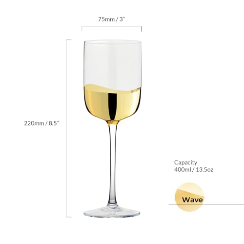 Wave-Handmade-Wine-Glasses-Perfect-for-Red-Wine-White-Wine-Water-or-Beverages-135-oz-Gold-Set-of-2-Elegant-Wine-Glasses Wave Handmade Wine Glasses Perfect for Red Wine White Wine Water or Beverages 135 oz Gold Set of 2 Elegant Wine Glasses