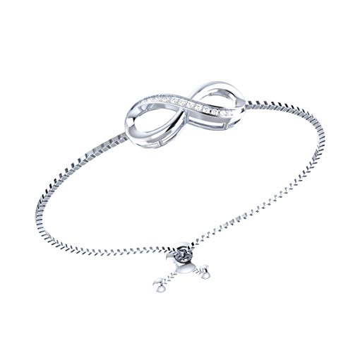 Image of Demira Jewels Classic Infinity Natural Diamond Bolo Bracelet in 925 Sterling Silver